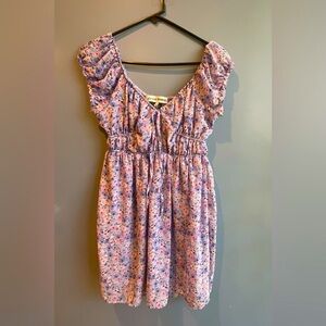 Almost Famous Floral Mini Dress - Purple and Pink